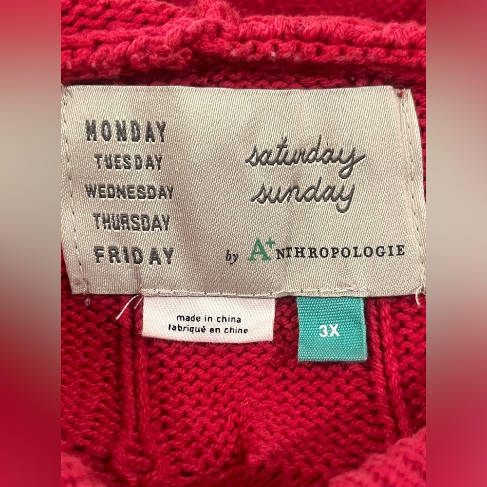 Elly Cable Knit Hooded Sweater - PINK ANTHROPOLOGY SATURDAY/SUNDAY WOMEN 3X - Picture 8 of 10